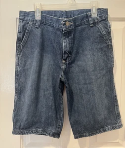 Wrangler Carpenter Jean Shorts Boys Size 12 Husky Blue Denim Adjustable Waist - Picture 1 of 8