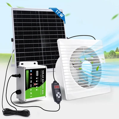 150/200mm Solar Ventilator Lüfter mit 6000mAh Powerbank Gewächshäuser Schuppen - Bild 1 von 4