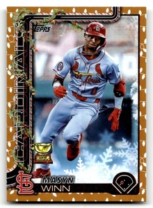 2025 Topps Holiday Masyn Winn #H193 Gold Holiday Lights St. Louis Cardinals - Picture 1 of 2