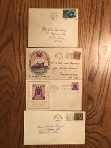 Lot of 4 Envelopes 3 First Day 1938, 1940, 1953 Plus 1 Envelope with 1947 Stamp - Picture 1 of 2
