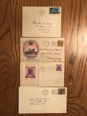 Lot of 4 Envelopes 3 First Day 1938, 1940, 1953 Plus 1 Envelope with 1947 Stamp - Image 1 of 2