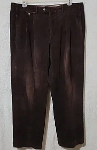 Faconnable Men Size 42x54 Brown Pleated Front Corduroy Pants 100% Cotton - Picture 1 of 6