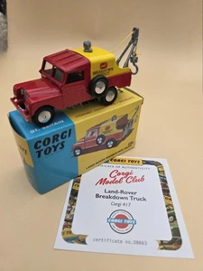 Corgi Model Club 417 Land Rover Breakdown Truck Mint With certificate - Picture 1 of 2