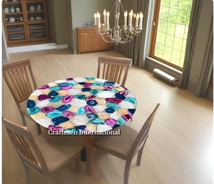 Mix agate Round table, Coffee End Table, Dining Table top, Centre piece table - Picture 1 of 9