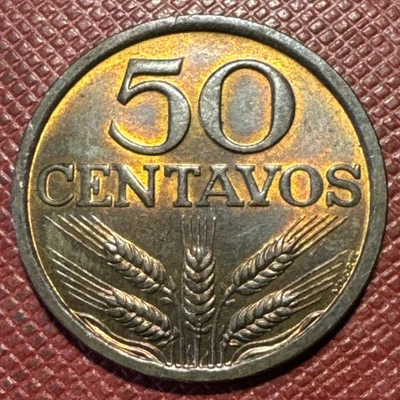 Portugal 1973 Bronze 50 Centavo. High Grade RB. KM# 596 - Image 1 of 2