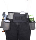 Cleaning Tool Belt with 4 Pockets and 3 Elastic Slots, Nylon Mesh Adjustable for