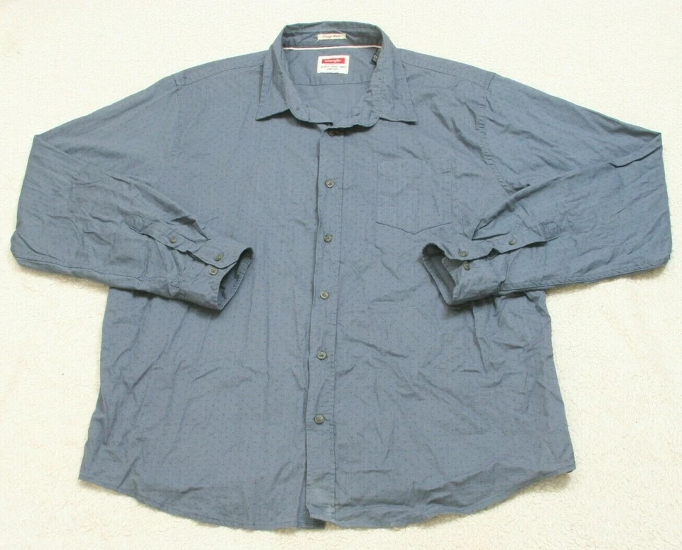 Camisa de vestir Wrangler bolsillo botón delantero algodón Top 2XL para hombre hombre azul XXL 1-43 Foto 1 de 4