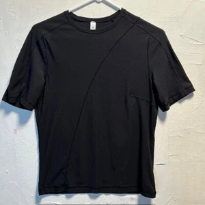 Lululemon Top Women's L Black Stretchy Ribbed Lightweight Short-Sleeve Yoga Gym - Picture 1 of 14