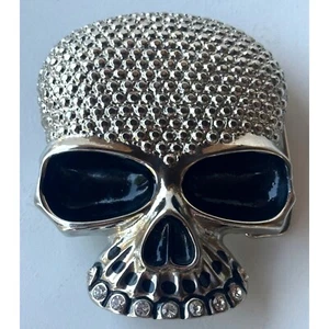 Skull Head Metal Belt Buckle Silver & Black 3.25" Height (BRAND UNKNOWN) - Picture 1 of 7