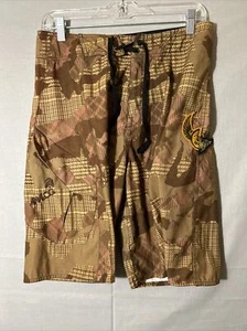 Analog Men’s Swim Trunks Board Shorts 30 Reg  Brown Camo Lightweight Logo Patch - Picture 1 of 7