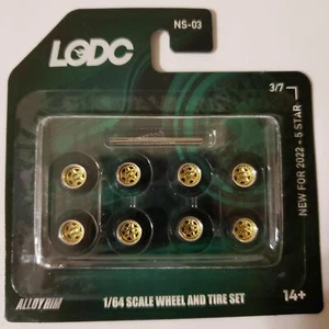 LODC Series 2 8 mm ruote 5 stelle NS2 3/7 Cerchio cromato con inserto oro 1:64 - Foto 1 di 3