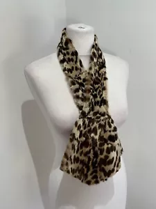 Vintage Fur Collar Scarf Neck Tie VGC lined Ocelot rabbit animal print - Picture 1 of 8