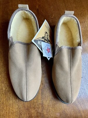 New Hush Puppies Mens size 8 Leather faux fur lined Slippers Made in USA - Image 1 of 4