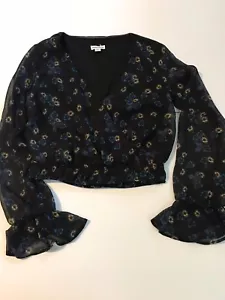 New Xhilaration Crop Top Size XS Sheer Sleeves Blouse - Picture 1 of 5