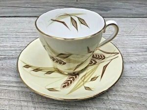 Vintage Adderley Fine China Wheat Demitasse Cup w/ Saucer 4-3/4" Scalloped Edge - Picture 1 of 5