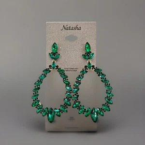 Natasha Emerald Green dangle earrings - Picture 1 of 4