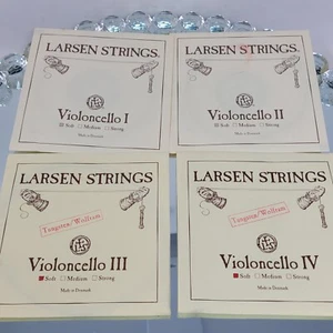 Larsen 4/4 Cello Strings Set SOFT Violincello Tungsten C & G Strings, Larson NEW - Picture 1 of 3