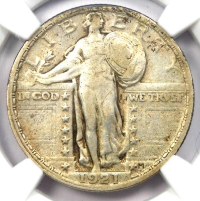 1921 Standing Liberty Quarter 25C Coin - Certified NGC XF Details - Rare Date! - Image 1 of 4