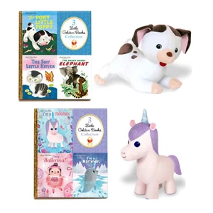 Kohl's Set 4 Plush & Books Little Golden Book I Am A Unicorn & Poky Little Puppy - Picture 1 of 3