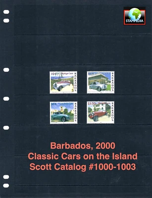 $7.50 Scott Value  - 2000 BARBADOS Classic Car Vintage Autos MNH NH UMM - Image 1 of 4