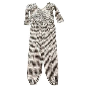 Alice and Ames black cream grid romper jumpsuit jogger leg cotton scoop back 7 - Picture 1 of 5