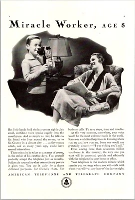 PRINT AD 1933 American Telephone Telegraph Miracle Worker Age 8 Early AT&T - Image 1 of 3