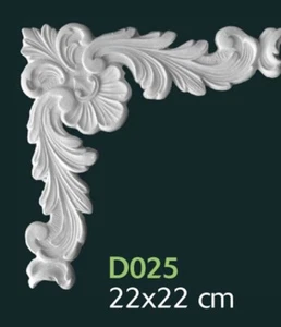 Decoro in gesso per pareti e soffitti 22x22cm - D025 - 4 Pezzi - Ornamento Gesso - Foto 1 di 1