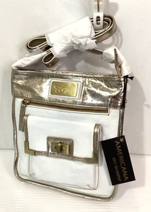 Bolso Bandolera Americana Sharif Cuero Color Blanco/Dorado con Bolsa Antipolvo - Imagen 1 de 9