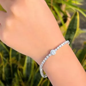 7ct Round Cut Diamond Classic Tennis Women's Bracelet 14K White Gold Plated .925 - Picture 1 of 6