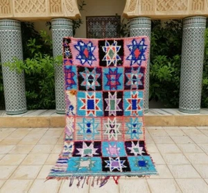 Vintage Boucherouite Teppich 8'4x4'4" Berberteppich Boucherouit - Marokkanischer Teppich - Bild 1 von 10