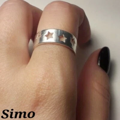 ANELLO DONNA ARGENTO 925 STELLA STAR FASCIA REGOLABILE UOMO LUCE SEXY REGALO - Immagine 1 di 3