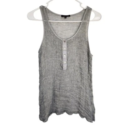 Eileen Fisher Linen Blend Mesh Lightweight Tank Top PS Minimalist Neutral - Image 1 of 4