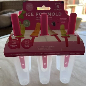 Core Pop Popsicle Reusable Molds 6 Piece Clear Pink BRAND NEW - Picture 1 of 8