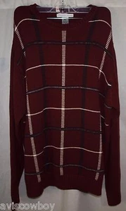 Geoffrey Beene Red Blue Plaid Pull Over 100% Cotton Sweater Men's L - Picture 1 of 4