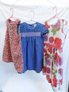MINI BODEN 3 DRESSES FLORAL DENIM 4-5 YR, 5-6 YR, 5-6 YR PINK SUMMER COTTON - Picture 1 of 12