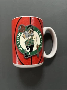 RARE   VTG Metal Emblem Boston Celtics  Ceramic Spalding Basketball Mug, NBA - Picture 1 of 5