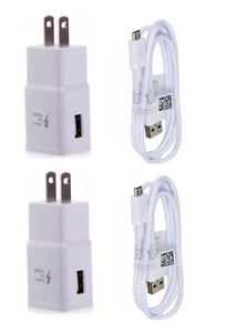  2X Fast Charging Wall Charger + 5 FT Cable For Samsung Galaxy S4 S6 S7 Note 3 4 - Picture 1 of 1