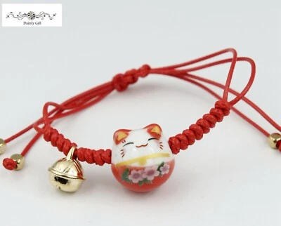 Brazalete de cuerda de animal/gatito de cerámica para mujer niña Suerte Mejorar la riqueza 5-9" Foto 1 de 4
