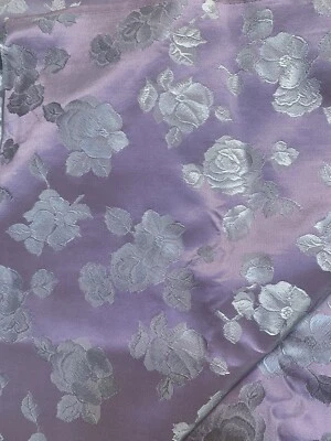 BTHY Vintage Lavender  Metallic Brocade Jacquard Flower  satin Fabric- - Image 1 of 2