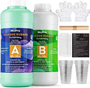 Nicpro 80 oz Silicone Mold Making Kit 20A, Platinum Liquid Silicone Rubber for M - Picture 1 of 5