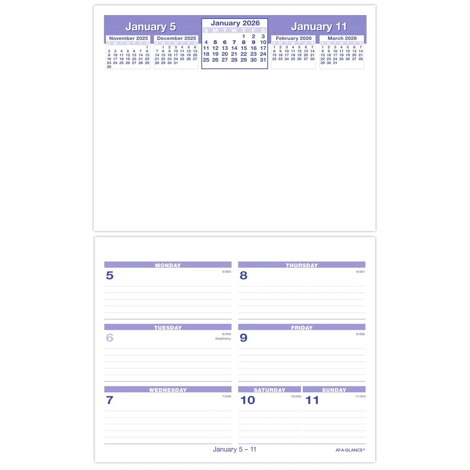 AT-A-GLANCE 2026 Desk Calendar Refill Weekly 6" " Flip-A-Week (SW705X50...