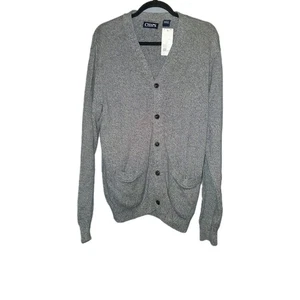 CHAPS Mens Gray Button Front Knit Cardigan Sweater Size Medium New With Tags - Picture 1 of 5