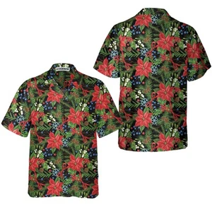Merry Christmas Winter Plants Hawaiian Shirt Floral Christmas Hawaiian Shirt - Picture 1 of 5