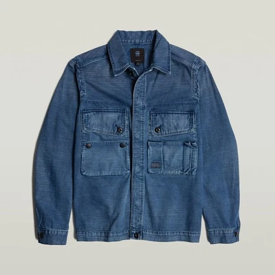 G-STAR Raw - Mens Utility Overshirt, Color Faded Indigo Gd, Size: Large - Image 1 of 4