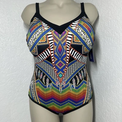 Traje de baño azteca Sunflair de una pieza 14E multicolor sin relleno colorido con aros Foto 1 de 4