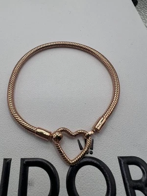 Genuine Pandora Rose Gold Moments Heart Bracelet 586292CZ 19.cm - Image 1 of 3