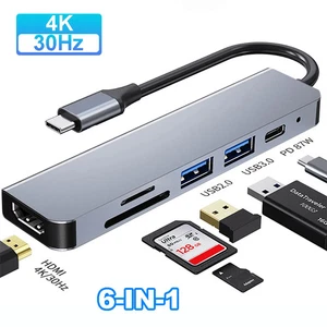 USB C HUB to HDMI-compatible PD USB Adapter SD For Macbook Air Pro Converter - Picture 1 of 16