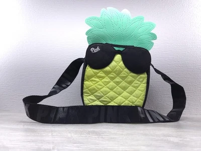 Victoria’s Secret PINK Pineapple Crossbody Bag Quilted Neon Green Black Sunglass - Image 1 of 4