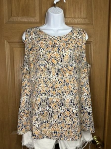 Nine West Size 12 Lined Tank Top Abstract Mosaic Printed Slit Zipper Classy Cute - Picture 1 of 14