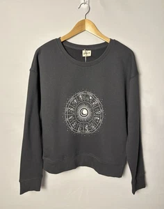 Pact Sweatshirt Womens Medium Gray Star Signs Zodiac Graphic Organic Cotton Crew - Picture 1 of 8
